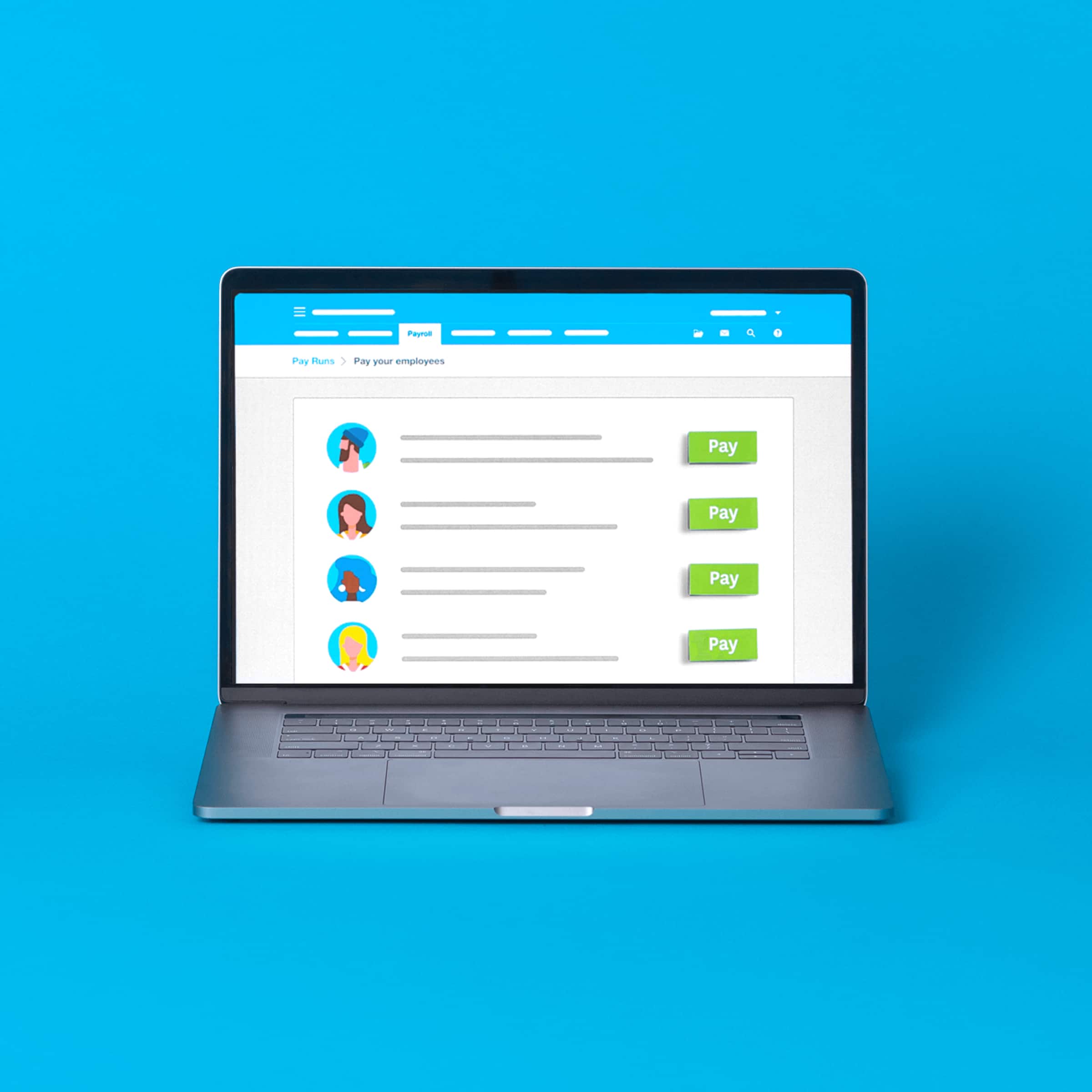 Xero payroll software for small business displays who can be selected to pay in this pay run.